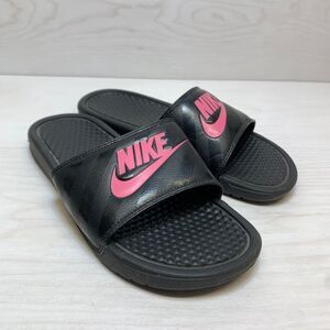 Nike Women's Benassi JDI Slides Black Pink Sandals Size 9 Sports Gym Travel